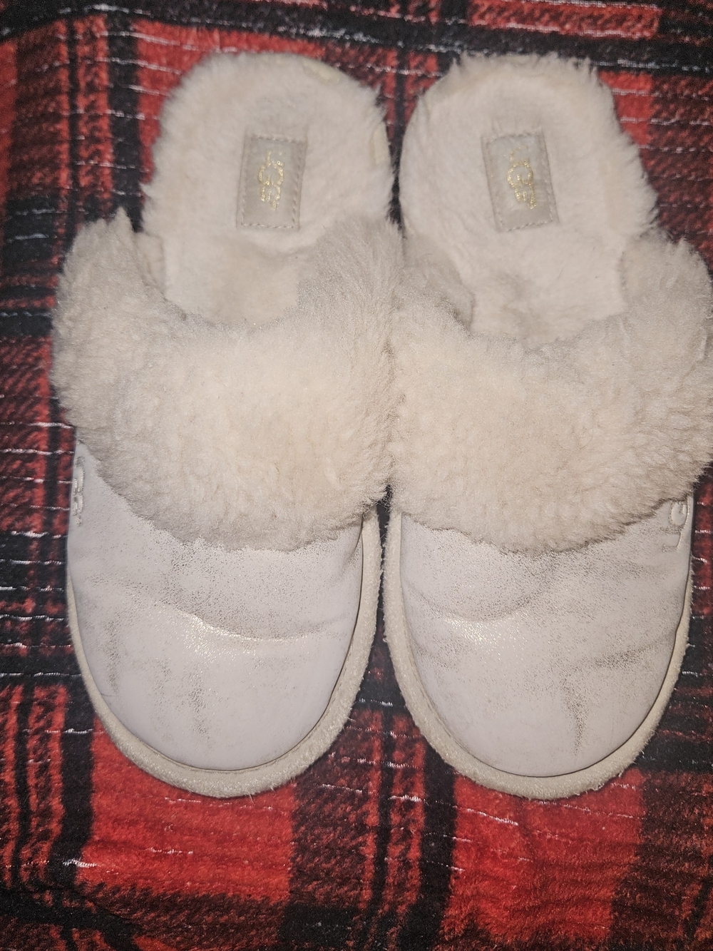 UGG Cozy II Metallic Cream Slip-Resistant Sole Scuffs
